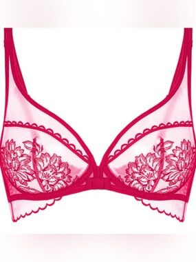 NWT Simone Perele Romance Full Coverage Plunge -  embroidered Bra - 36 E (DD)